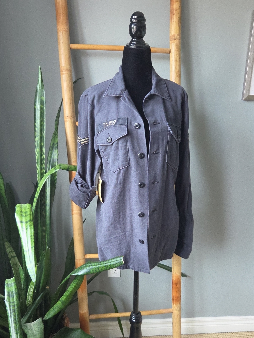 TNA Women's Gray Button-Up Military Shirt Jacket